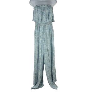 Illa Illa Strapless BlueJumpsuit Size M 100% Rayon Womens Lightweight